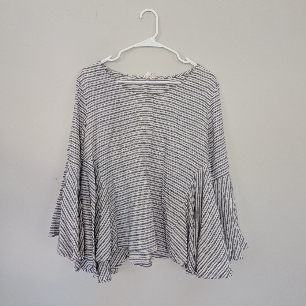POL size small, belle sleeve, striped blouse, 100% cotton
